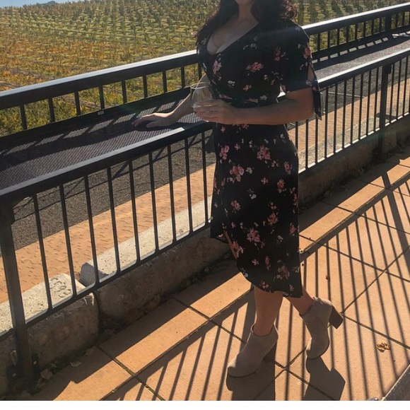 Black Floral Dress - Picture 3 of 4